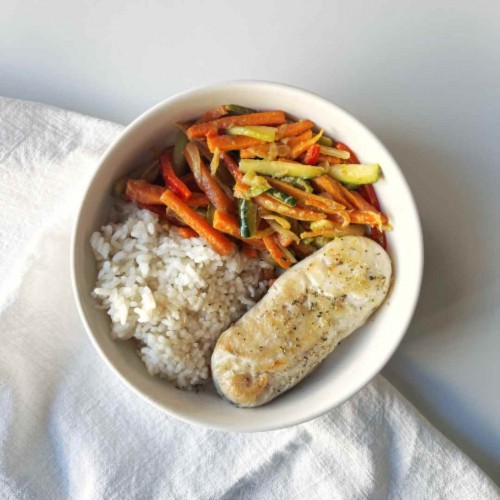 Bowl de Merluza con Arroz Integral | Plato Harvard