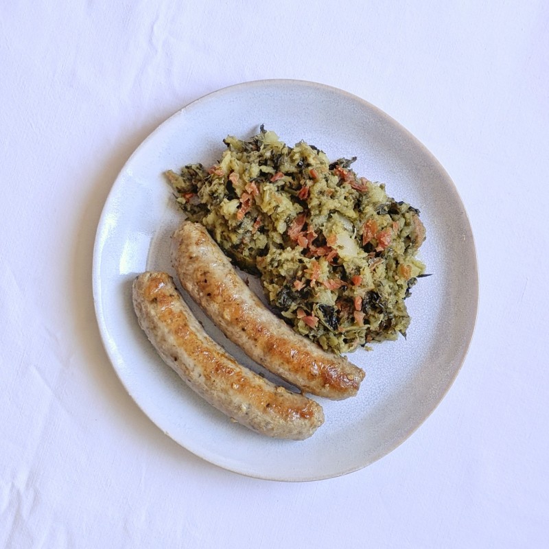 Trinxat de Col Kale con Butifarra | Plato Harvard y Bajo en Carbohidratos