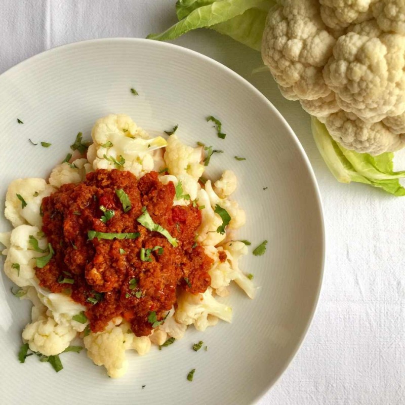 Coliflor a la Boloñesa Vegana | Keto, Baja en Carbos y Alta en Proteínas