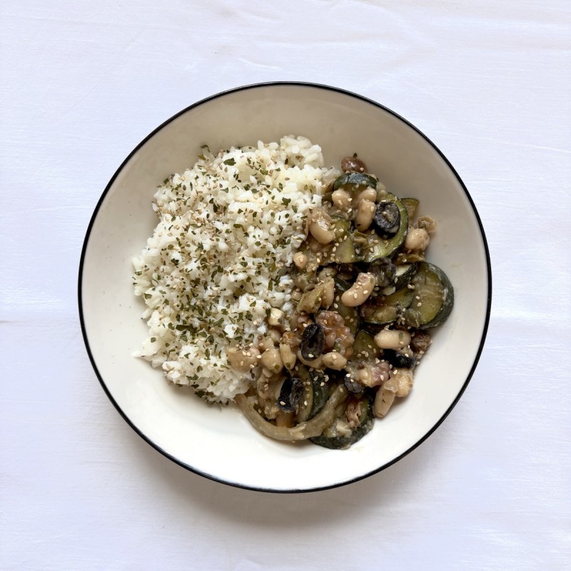 Alubias a la siciliana con arroz