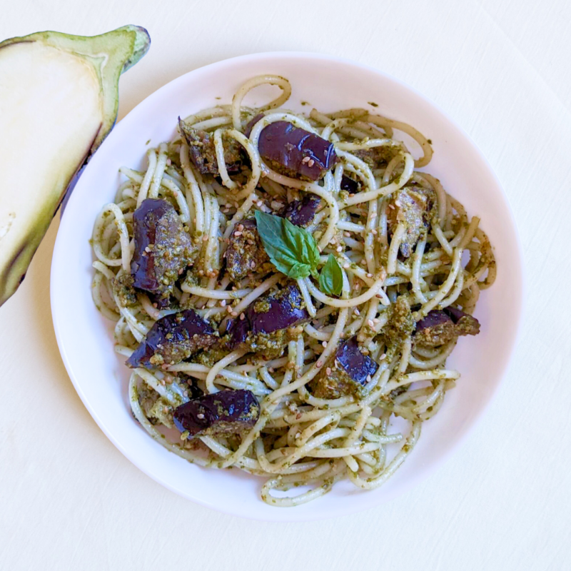 Pasta Pesto Berenjena | Vegana y sin Gluten